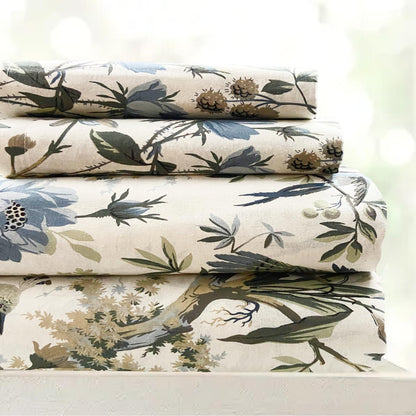 White Floral Cotton Bedsheet