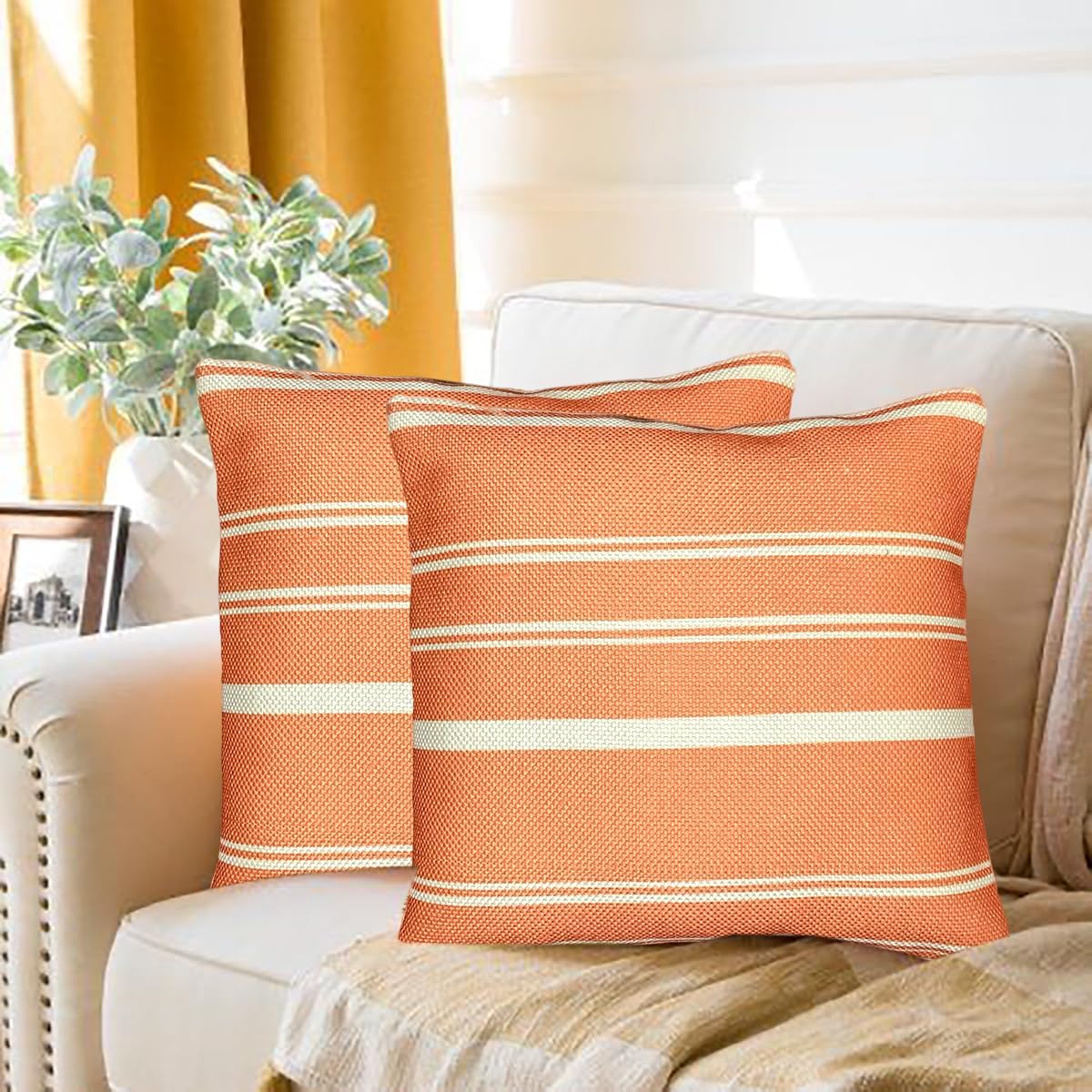 Peach & White Cushion Cover 18"x18"