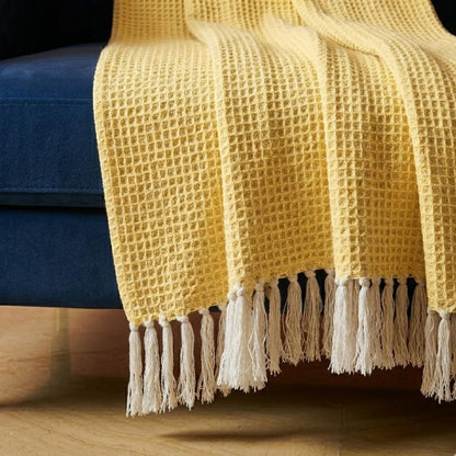 Yellow & Beige Honeycomb Throw