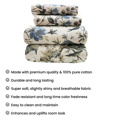 White Floral Cotton Bedsheet