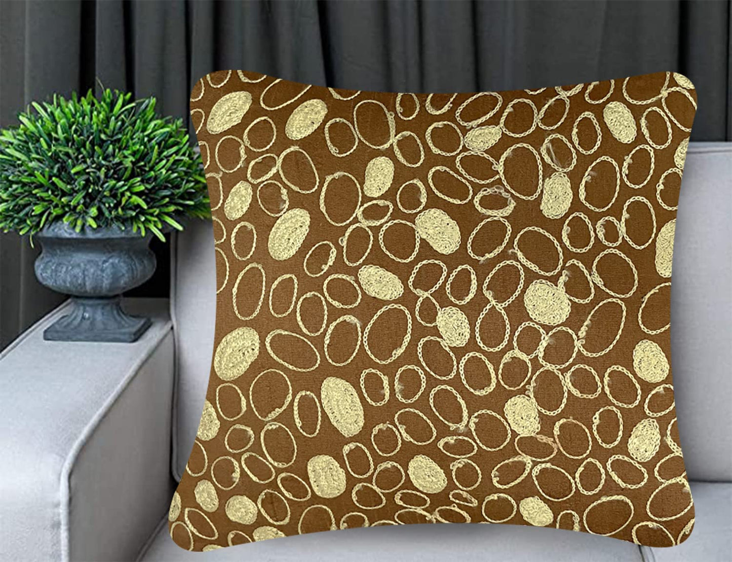 Brown & Gold Cushion Cover 18"x18"