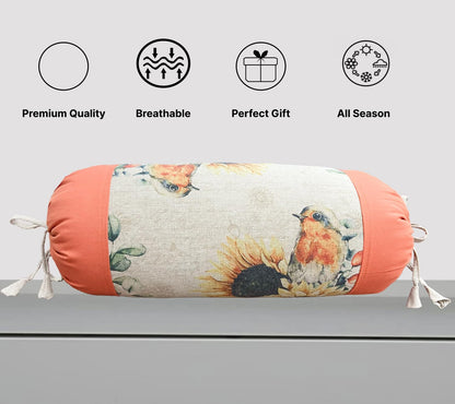 Orange Multi Cotton Bolster Cover