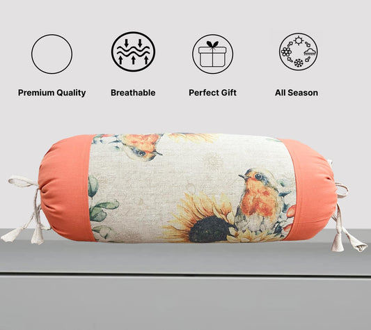 Orange Multi Cotton Bolster Cover