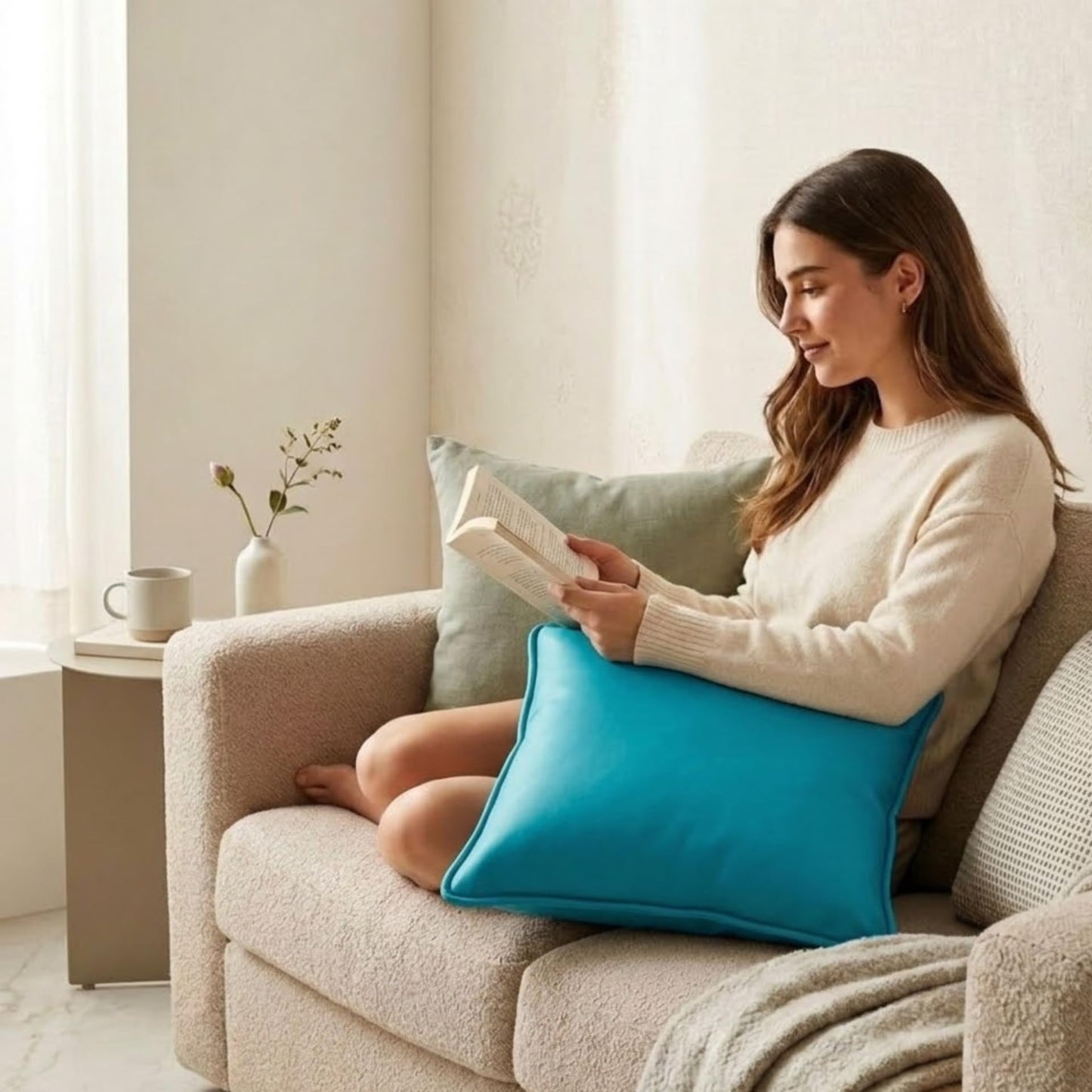 Cyan Blue Cushion Covers Set of 2