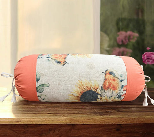 Orange Multi Cotton Bolster Cover
