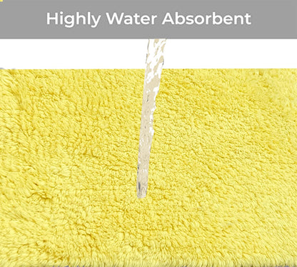 Yellow Cotton Tufted Printed Rug