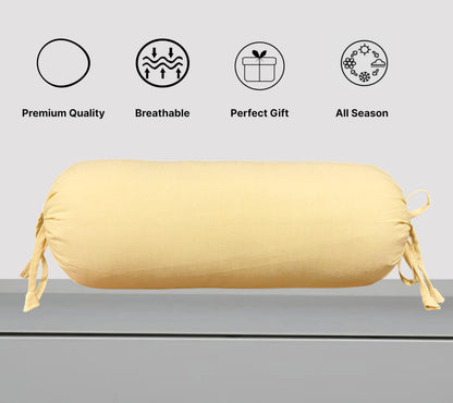 Yellow Cotton Bolster Cover Pack of 2