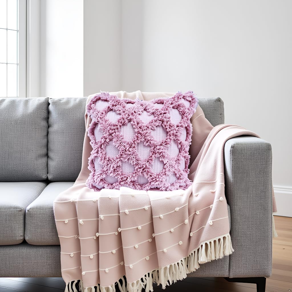 Pure Cotton Summer Pink Throw & Pink Cushion Cover
