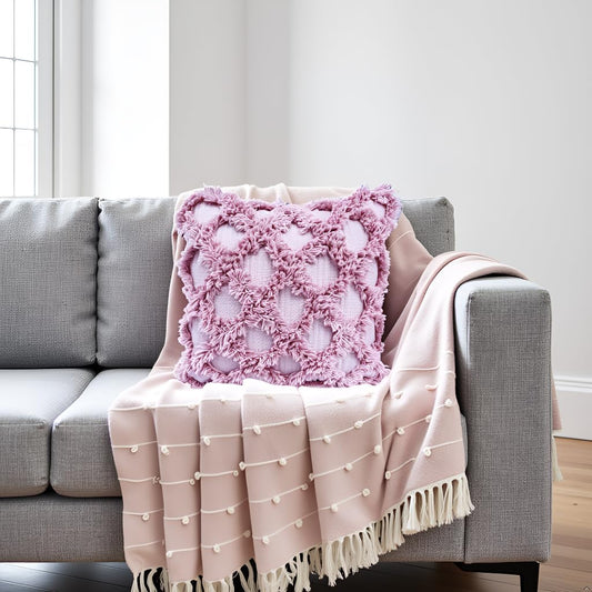 Pure Cotton Summer Pink Throw & Pink Cushion Cover