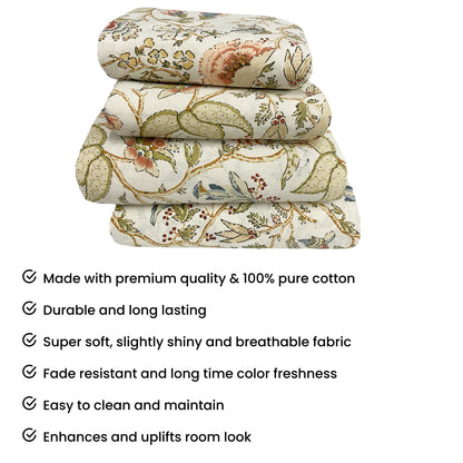 100% Pure Cotton King Size Bedsheet Set – Mustard Yellow Printed | 96x104 Inches (243x264 cm) | Includes 2 Pillow Covers