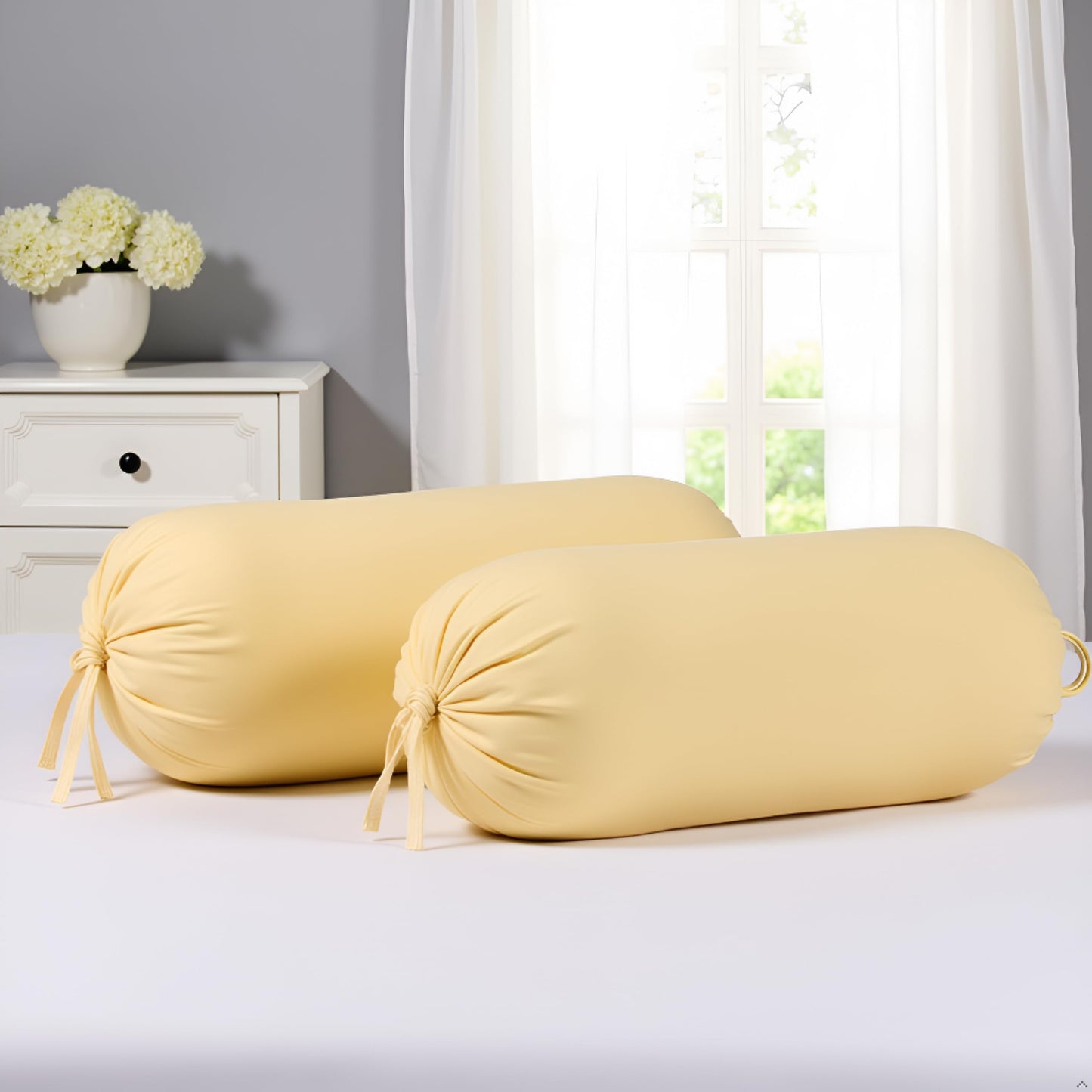Yellow Cotton Bolster Cover Pack of 2