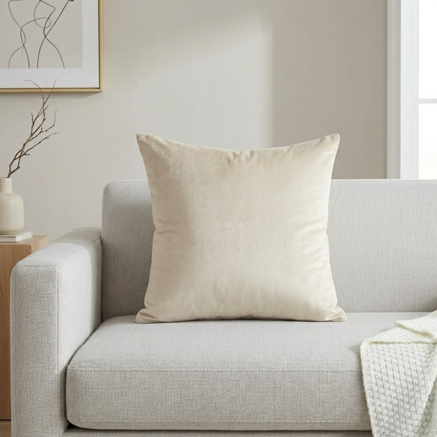Cream Velvet Cushion Cover