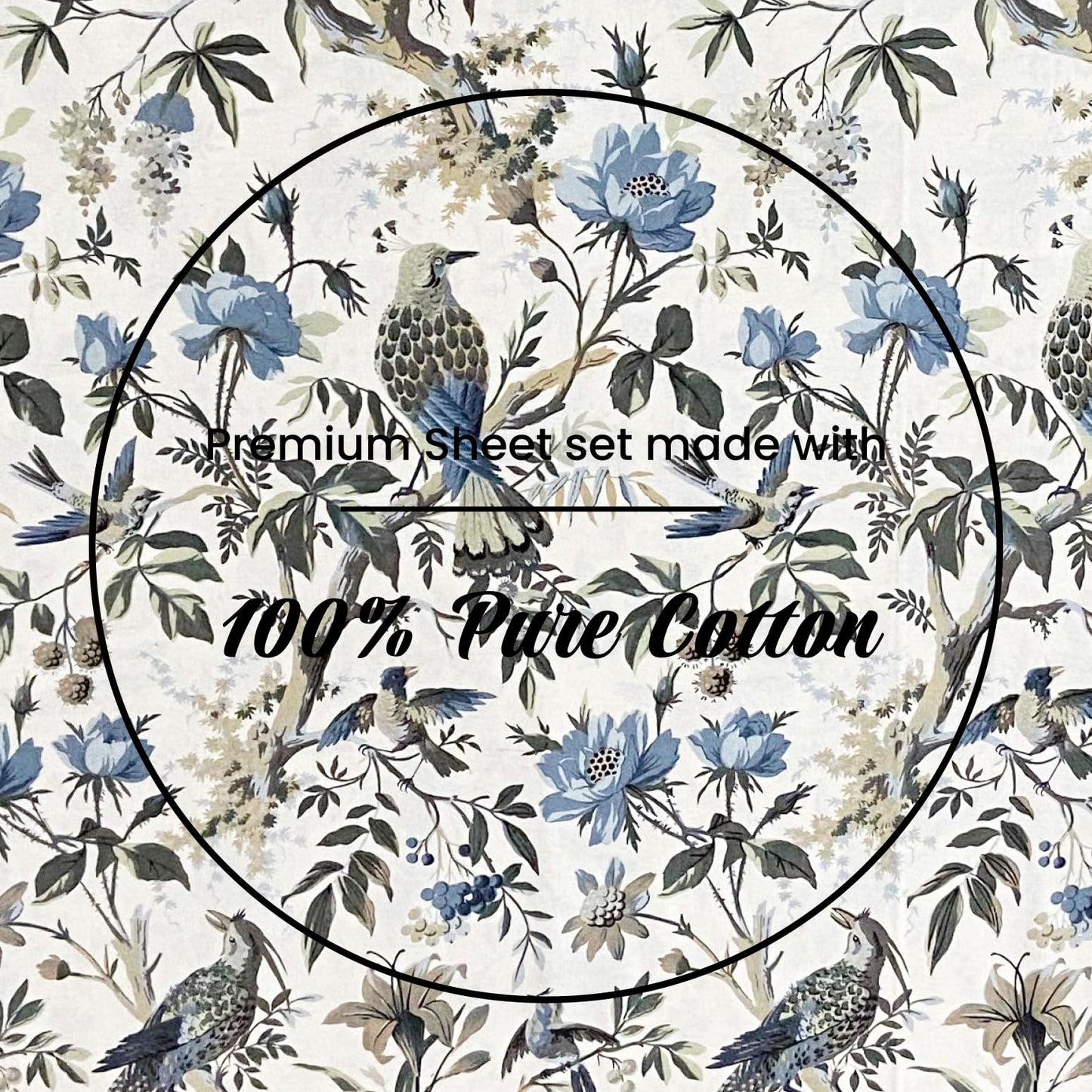 White Floral Cotton Bedsheet