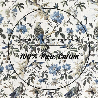 White Floral Cotton Bedsheet