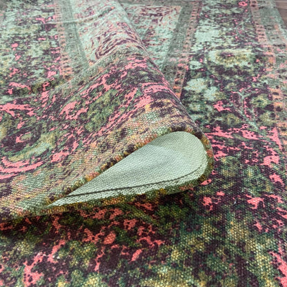 Pure Cotton Floor Rug – Green Multi