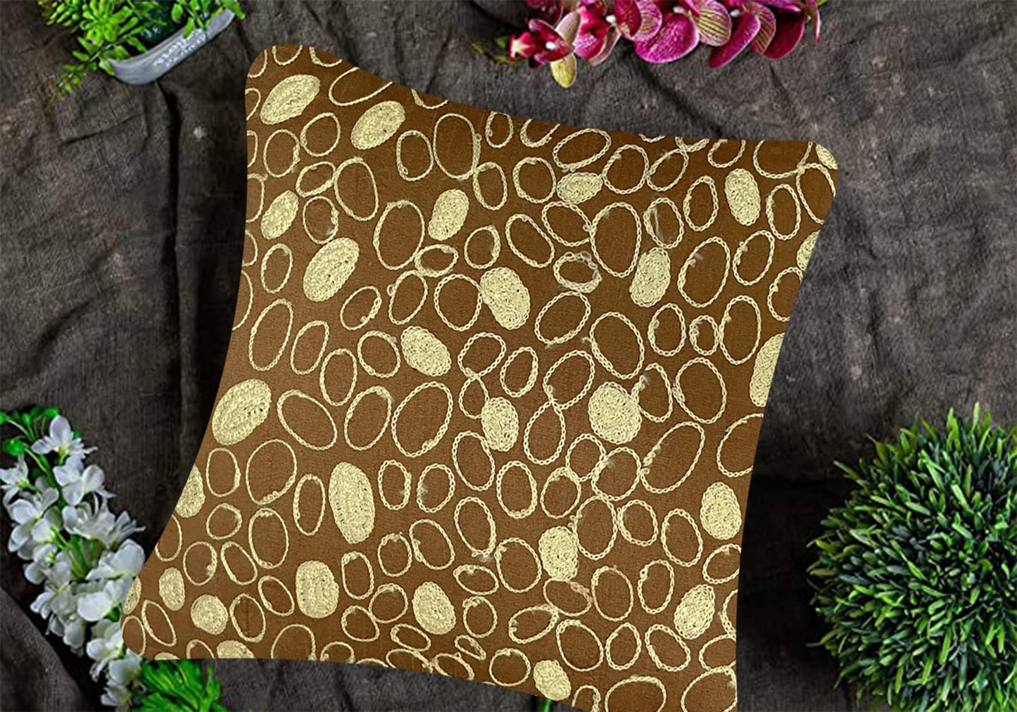 Brown & Gold Cushion Cover 18"x18"