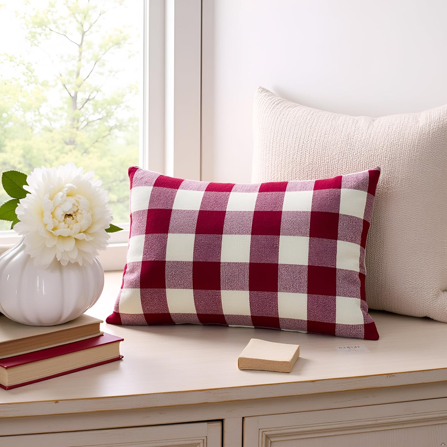 Red & White Cushion Cover 12"x18"