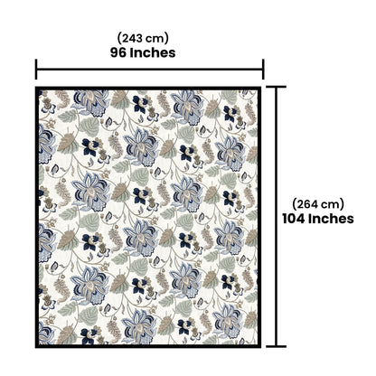 Beige & Blue Cotton Bedsheet