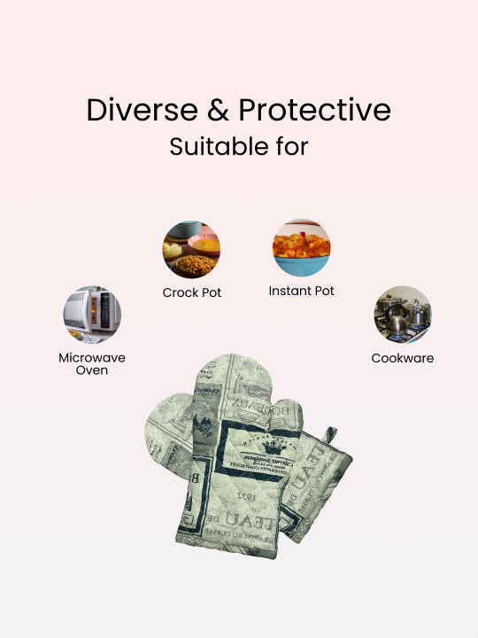 Black Multi Oven Glove - 6X12 Inches