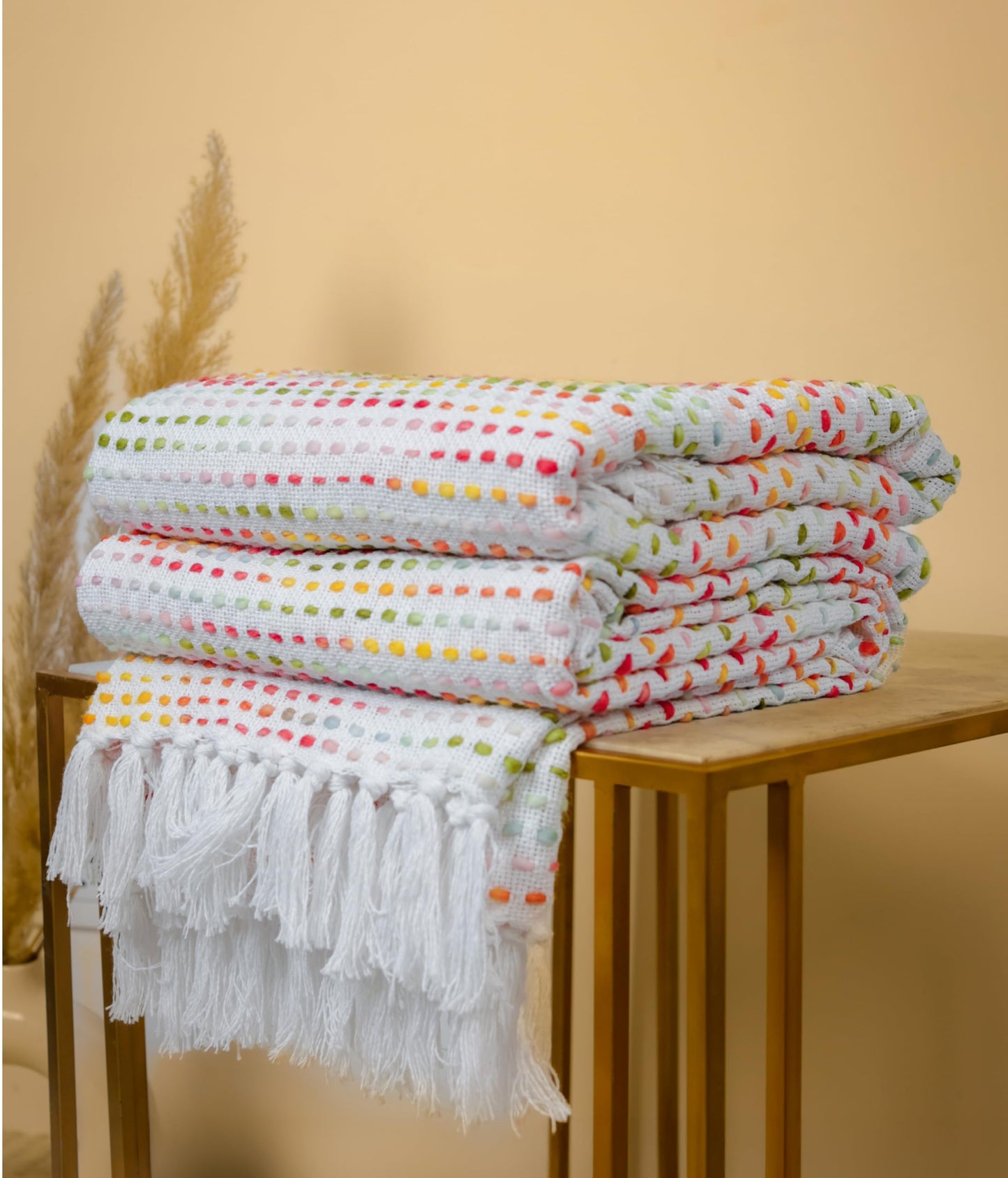 Pure Cotton Blue Multi Throw & Multi Cushion Cover