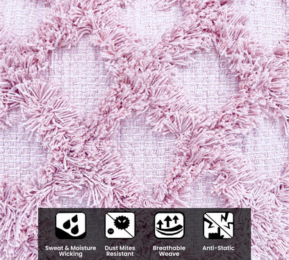 Pure Cotton Beige & Pink Throw & Cushion Cover