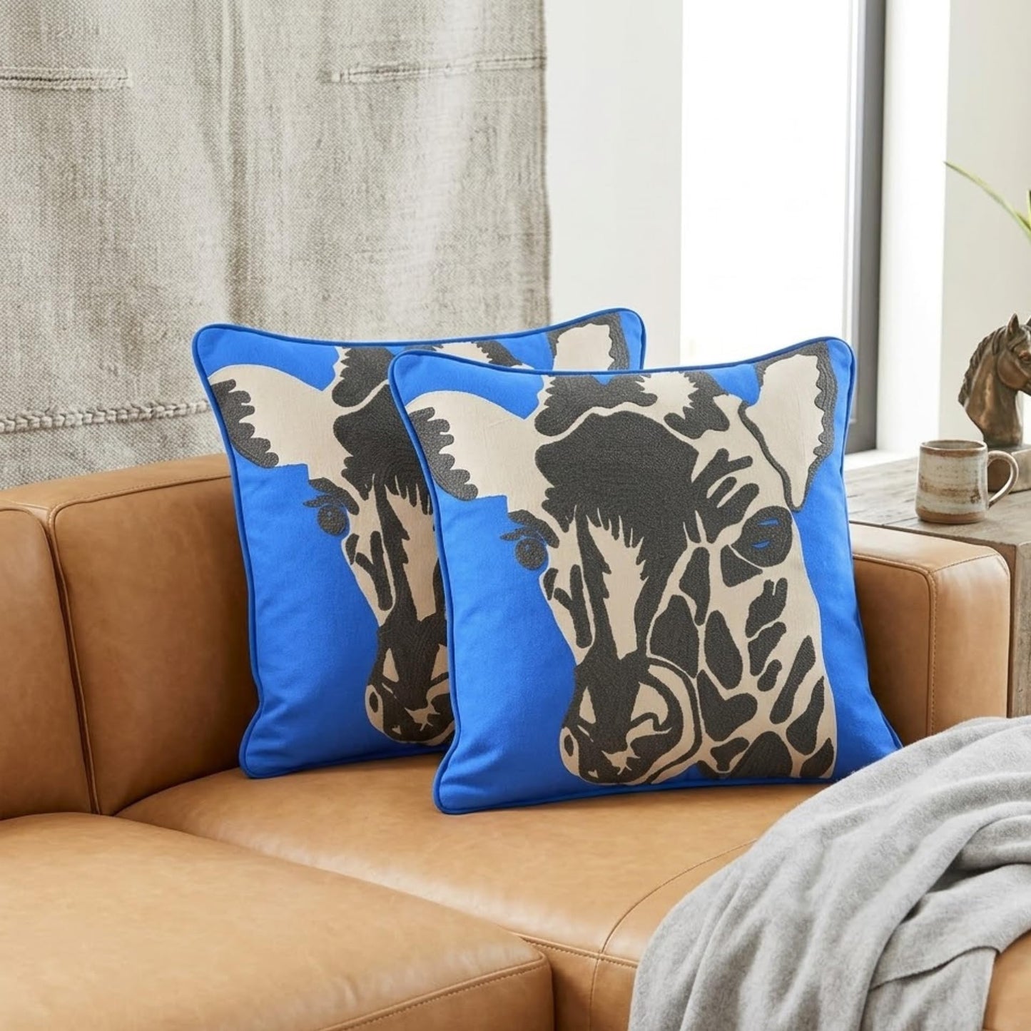 Black & Blue Covers Set of 2