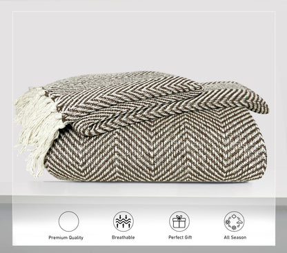 Pure Cotton  Brown Sofa Throw - Pack of 2