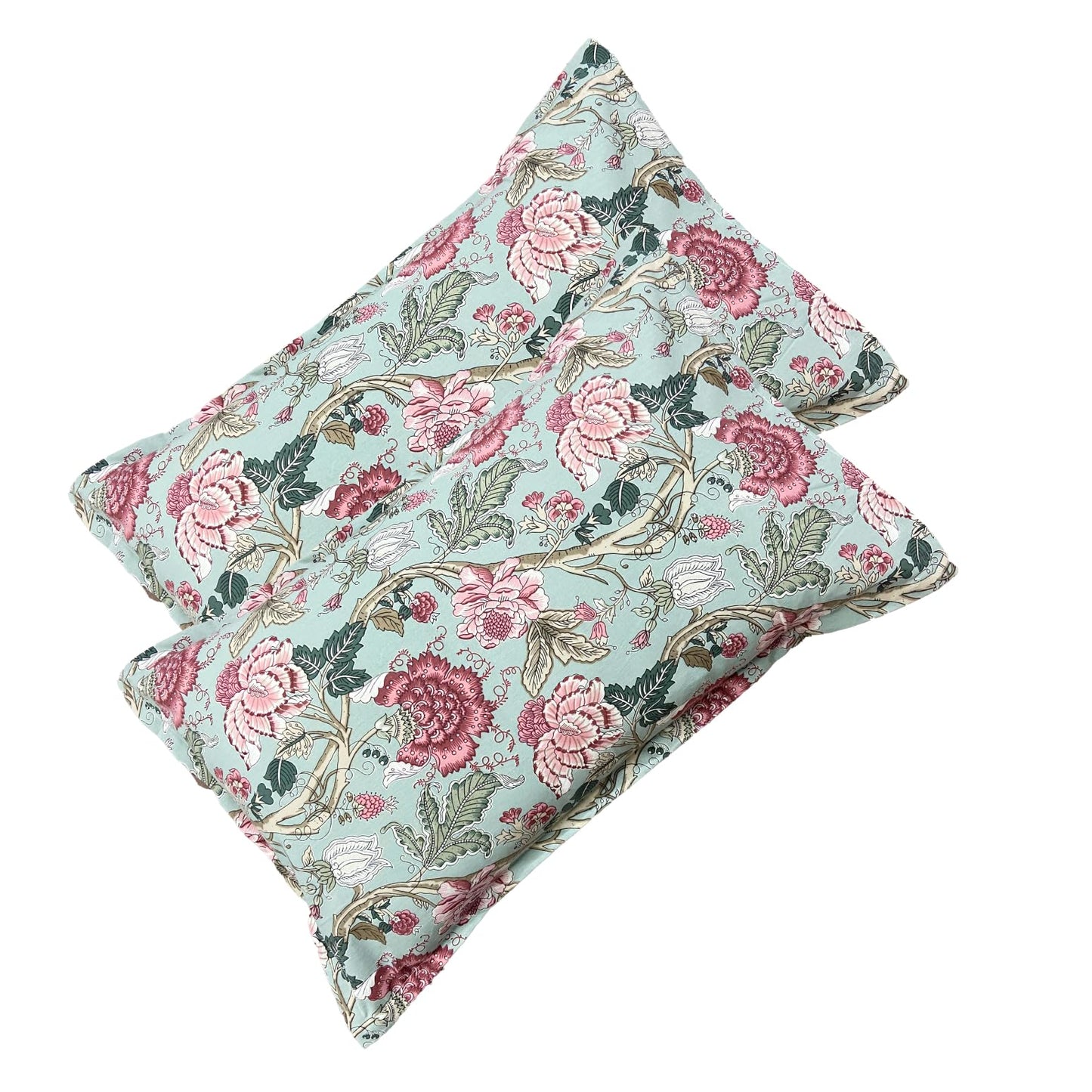 Beige & Blue Cotton Bedsheet