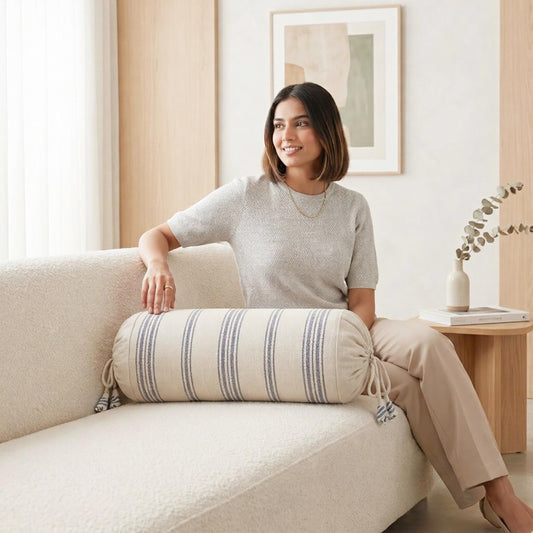 Beige & Grey Bolster Cover