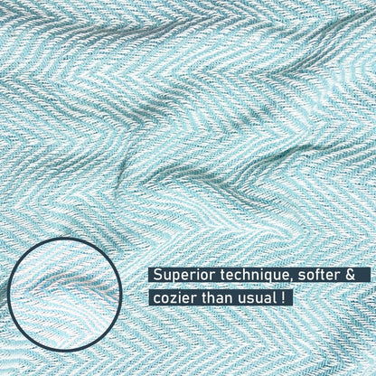 Pure Cotton Sky Blue Sofa Throw - Pack of 3