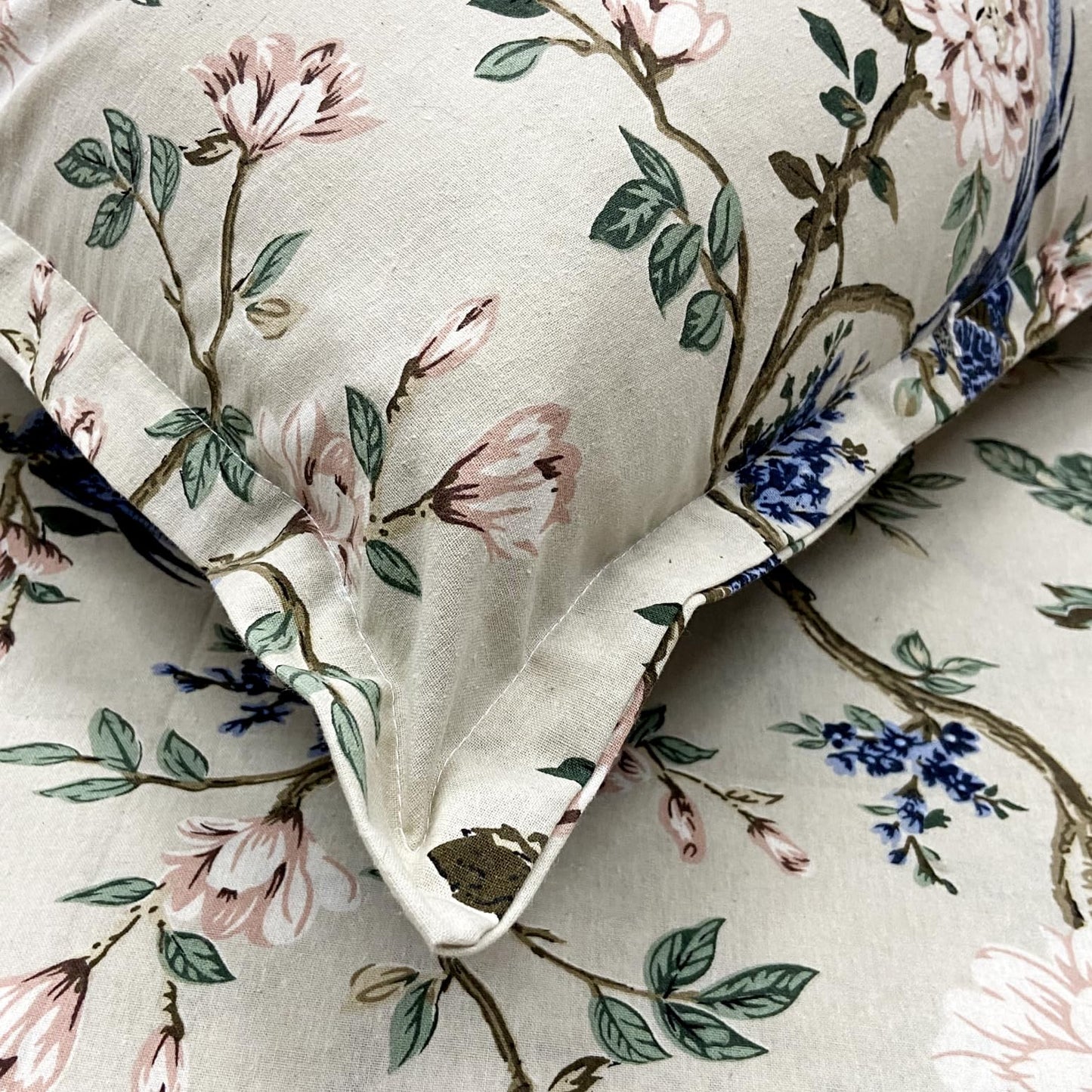 Cream & Peach Cotton Bedsheet