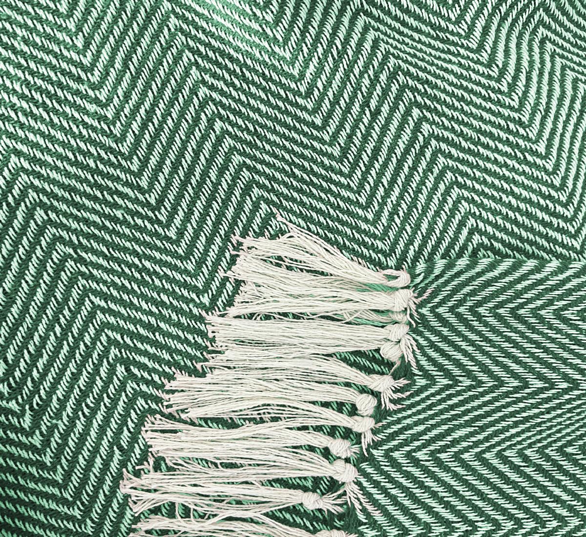 Pure Cotton Green Sofa Throw - Pack of 3