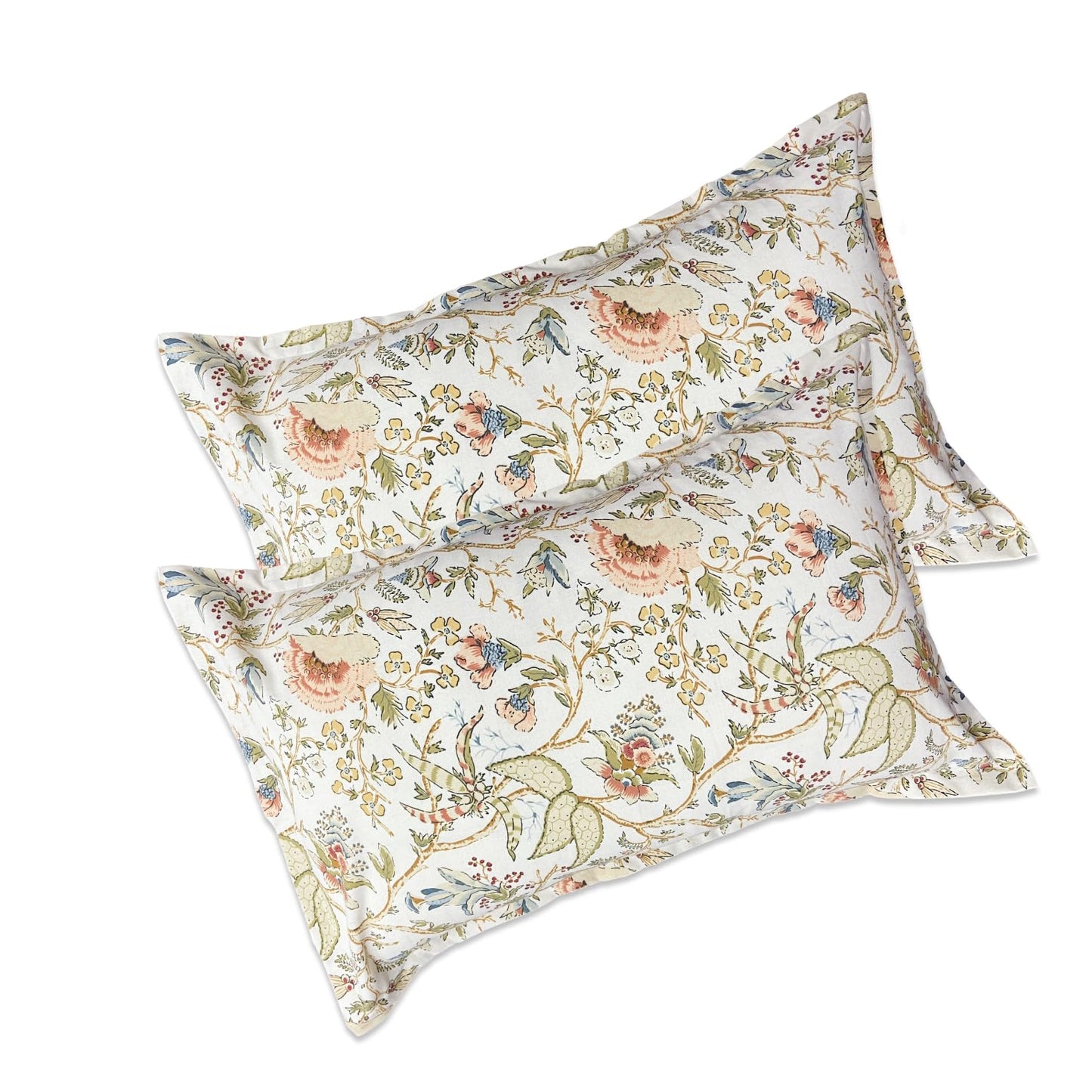 100% Pure Cotton King Size Bedsheet Set – Mustard Yellow Printed | 96x104 Inches (243x264 cm) | Includes 2 Pillow Covers