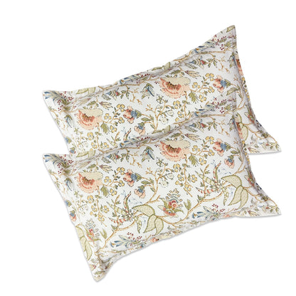 100% Pure Cotton King Size Bedsheet Set – Mustard Yellow Printed | 96x104 Inches (243x264 cm) | Includes 2 Pillow Covers