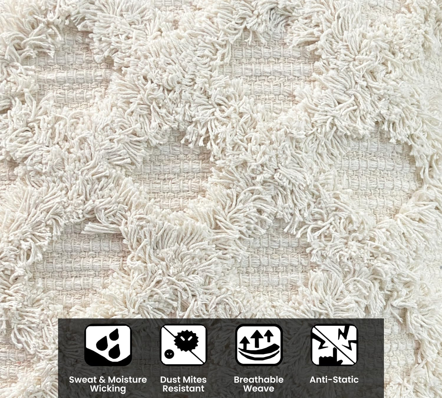 Pure Cotton Beige Throw & 2 Cushion Covers