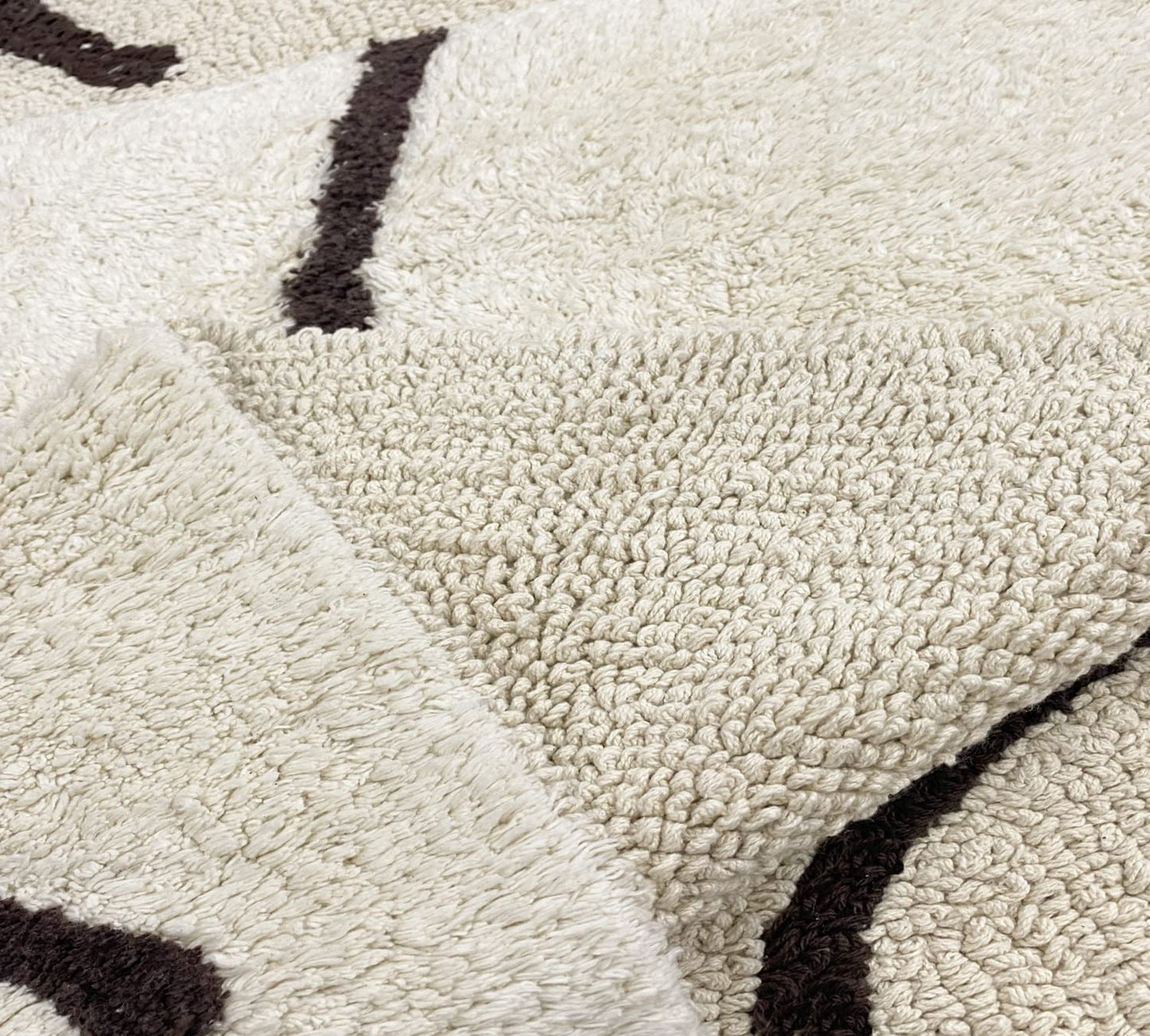 Cream & Brown Cotton Floor Rug