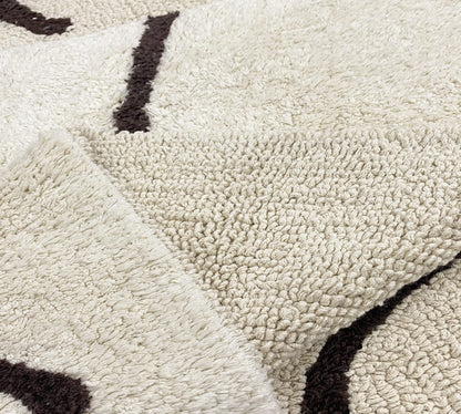 Cream & Brown Cotton Floor Rug