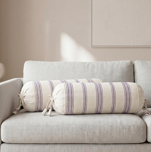 Beige & Grey Bolster Cover Set of 2
