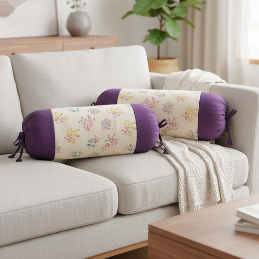 Purple Printed Bolster Cover