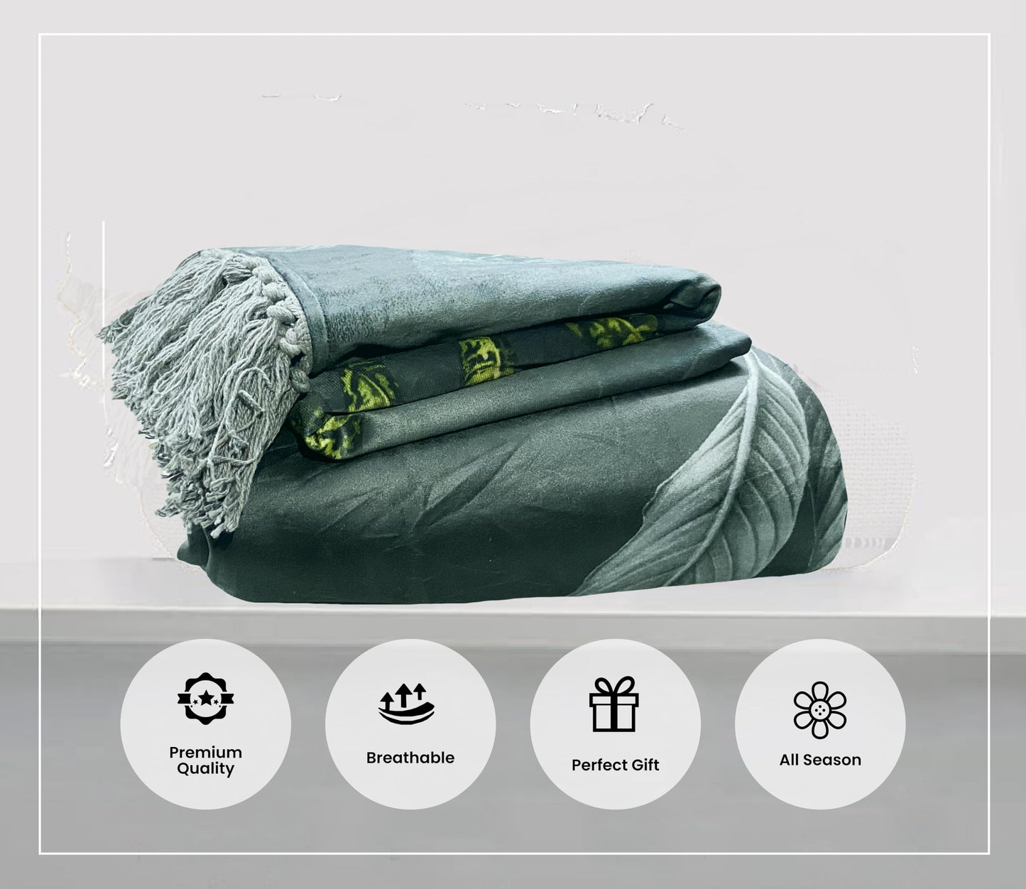 Hand-Knitted All Season Throw Blanket – Velvet | Steel Grey | 70x50 Inches