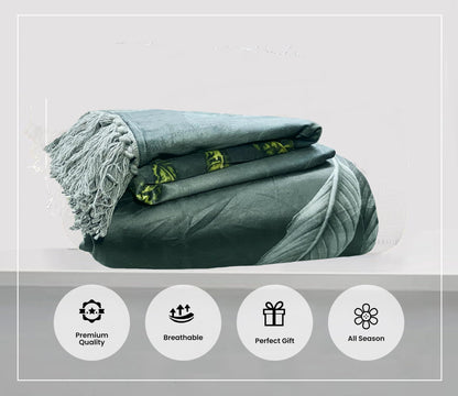 Hand-Knitted All Season Throw Blanket – Velvet | Steel Grey | 70x50 Inches