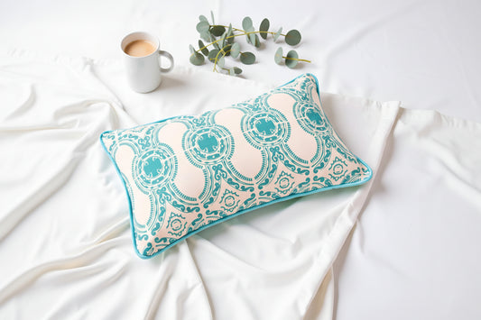Beige & Blue Pillow Cover