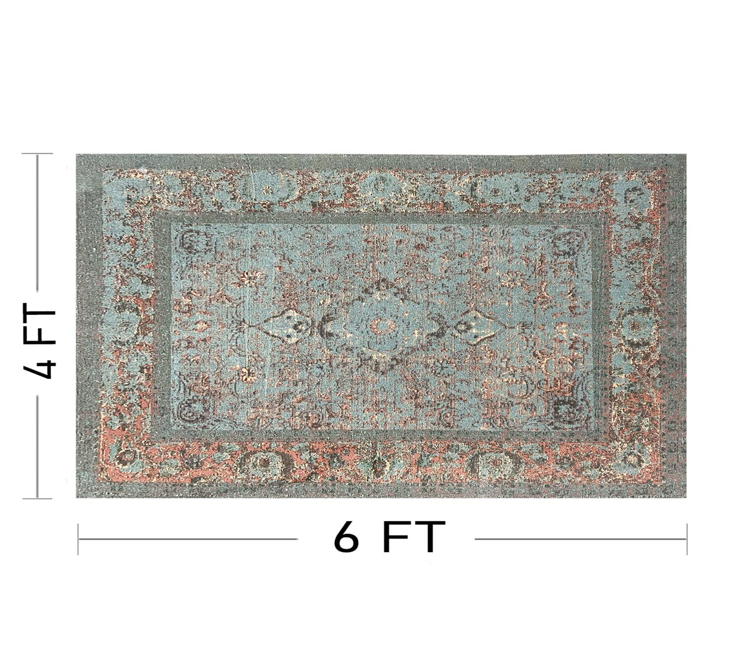 Pure Cotton Floor Rug – Green Multi | Hand-Knitted | 4x6 Feet (48x72 Inches)