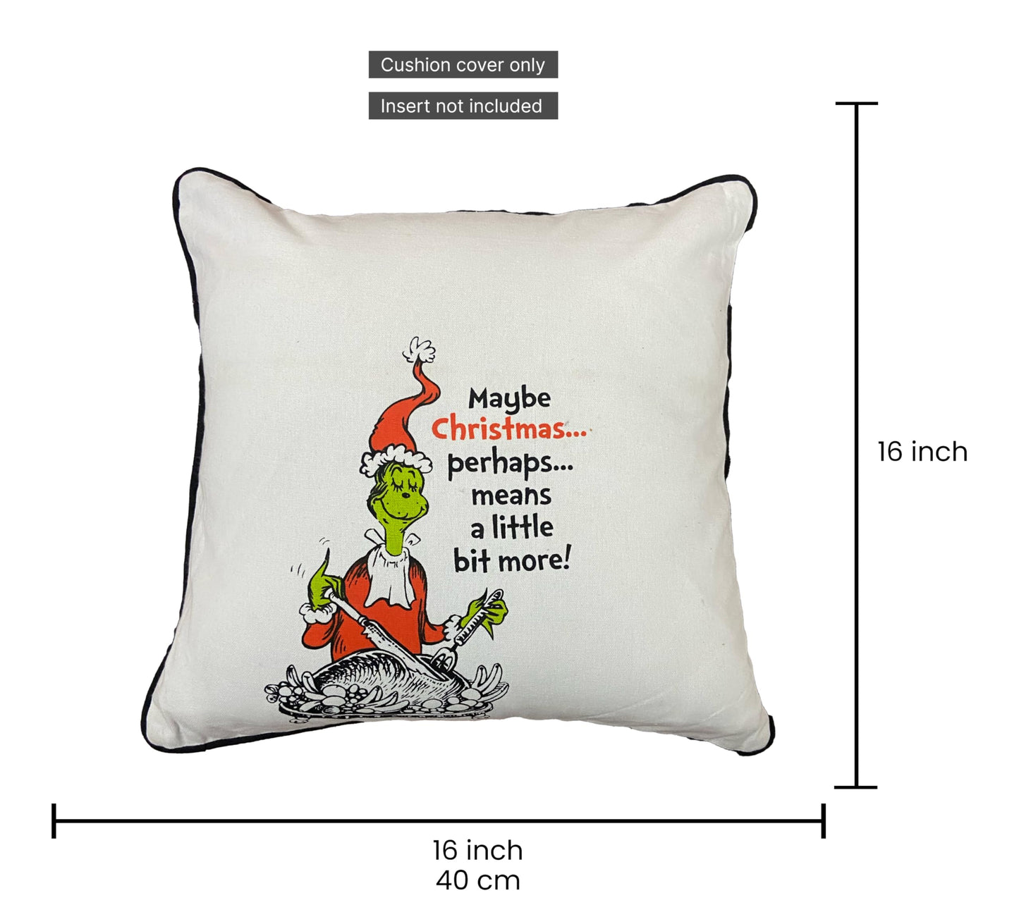 Printed White Cushion Cover 16"x16"