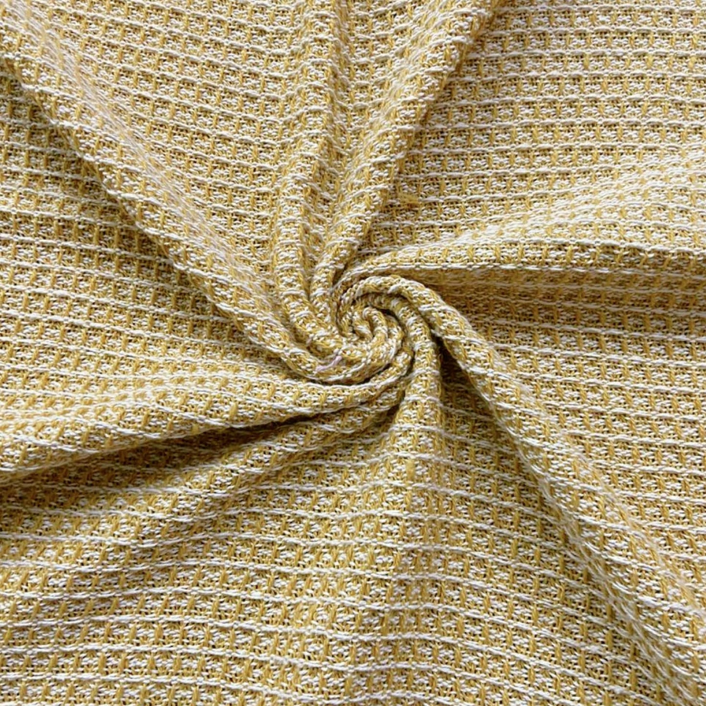 Hand-Knitted All Season Throw Blanket – Cotton Blend | Yellow & Beige | 80x52 Inches