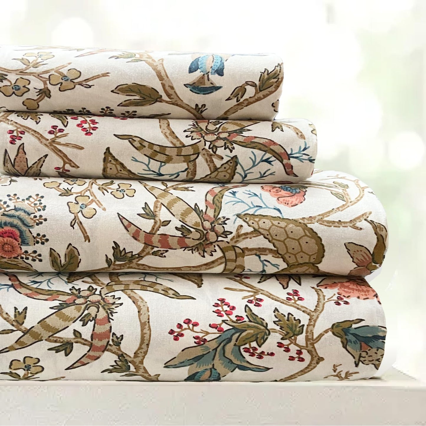 Flamingo Floral Cotton Bedsheet