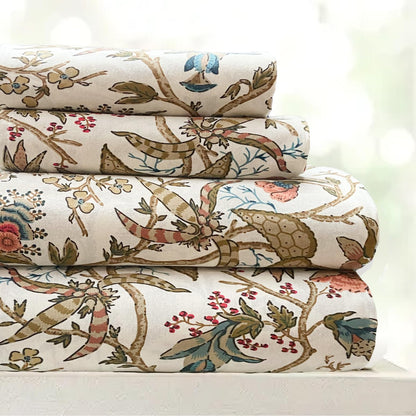 Flamingo Floral Cotton Bedsheet