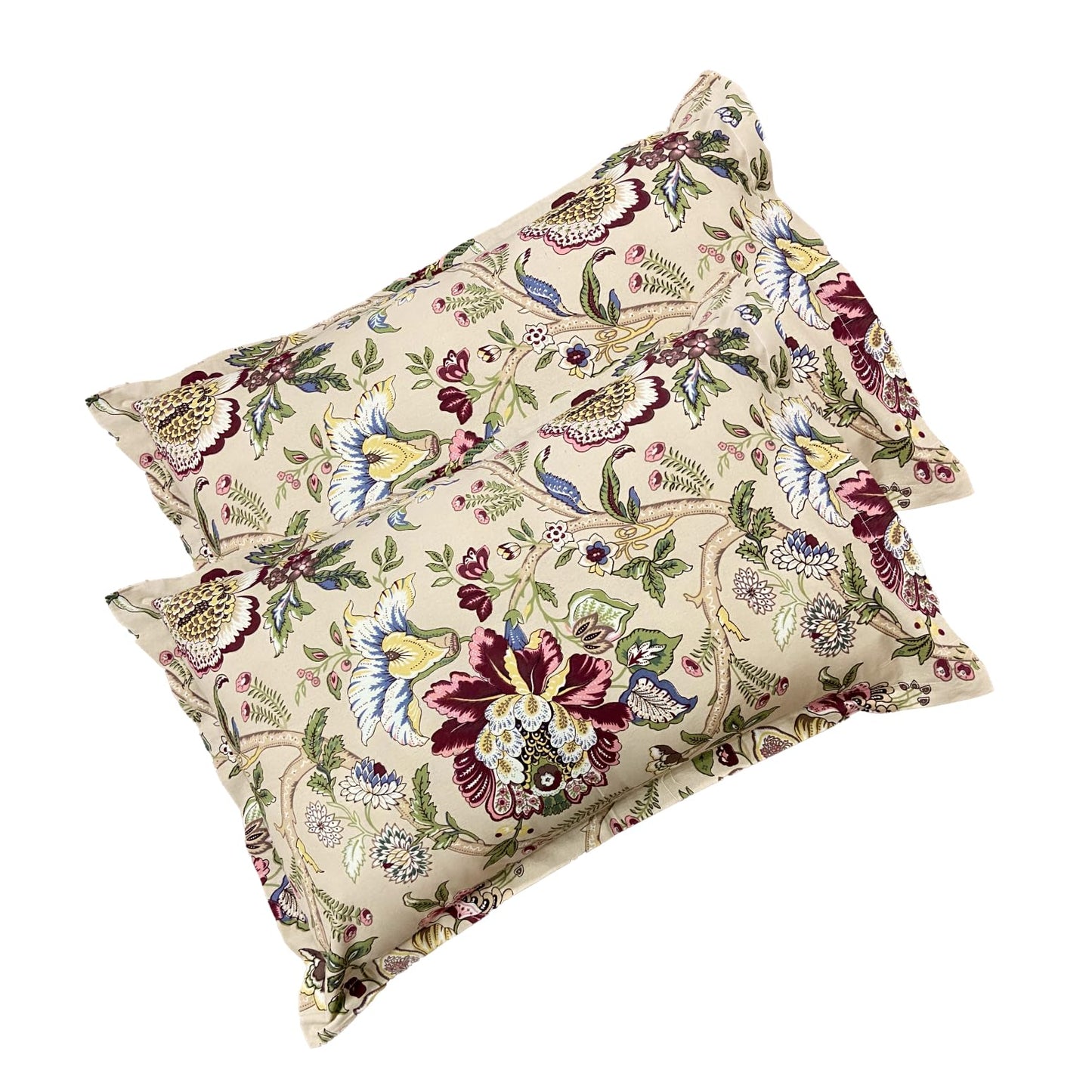 Beige Floral Cotton Bedsheet