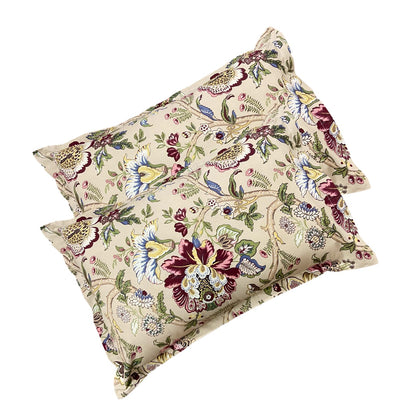 Beige Floral Cotton Bedsheet
