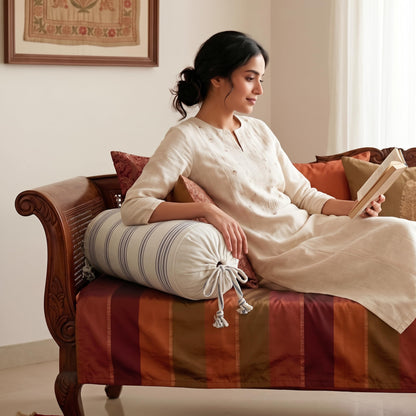 Beige & Grey Bolster Cover